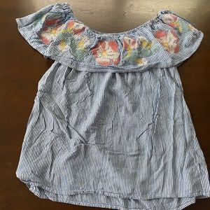 Francesca's Blue Rain Off the Shoulder Blouse